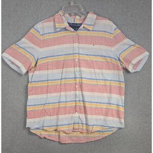 Tommy Hilfiger Shirt Womens XL Multicolor Striped Short Sleeve Summer Button Up